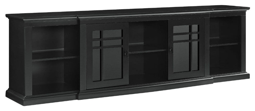Classic Detailed Glass-Door Storage TV Stand for TVs up to 88"? "“ Black