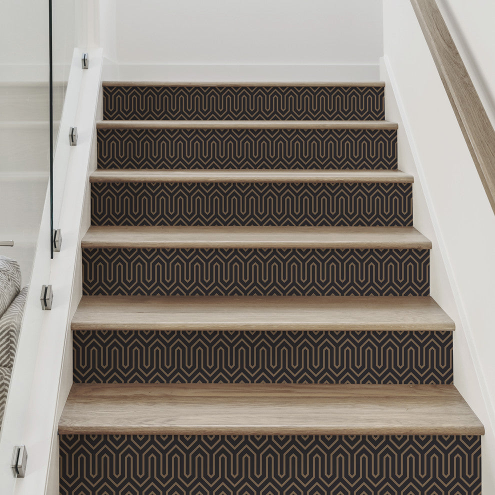 Wavelength Peel and Stick Stair Riser Strips, Dark, 48"w X 7"h, 6 Pack