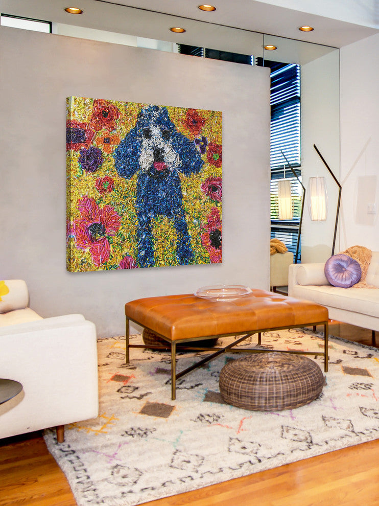 Marmont Hill, "Crayon Collage Pup" by Michelle Rivera on Wrapped Canvas, 18x18