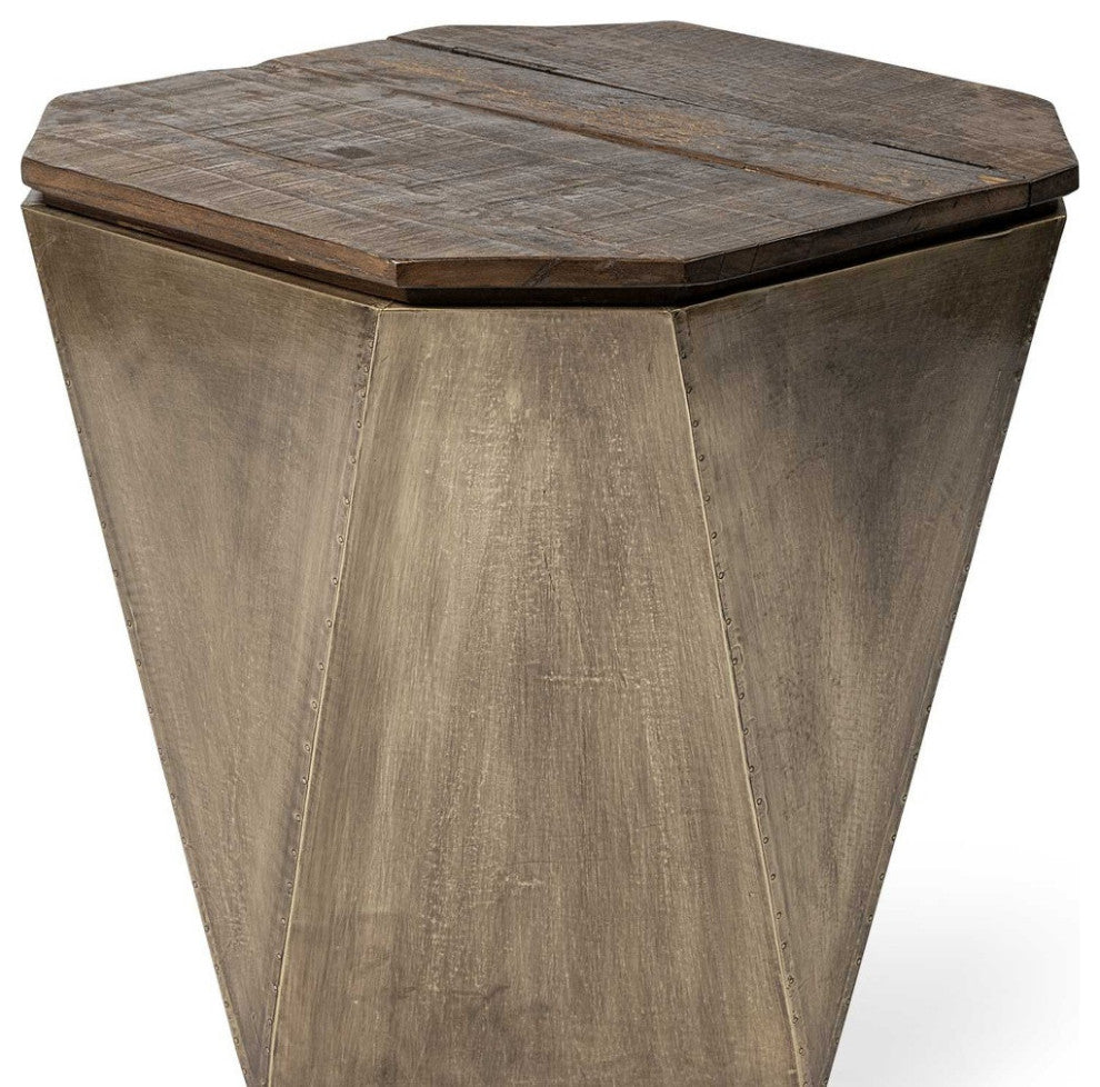 21" Brown Solid Wood End Table
