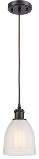 Ballston Brookfield 1 Light Mini Pendant, Oil Rubbed Bronze, White Glass, Black