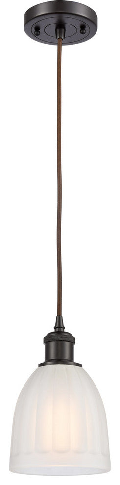 Ballston Brookfield 1 Light Mini Pendant, Oil Rubbed Bronze, White Glass, Black