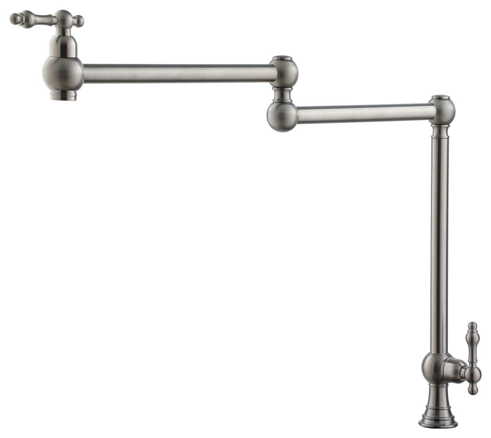 Deck-Mounted Double Handle Pot Filler Kitchen Faucet Stove Faucet, Brushed Nickel