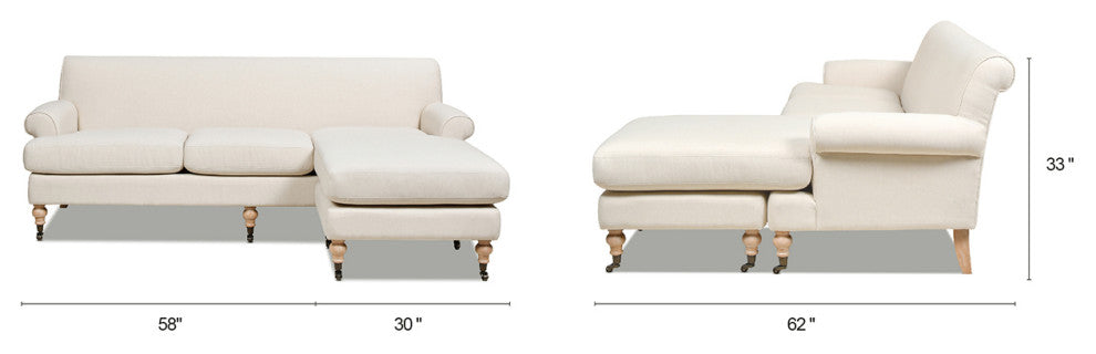 Alana Lawson 88" L-Shape Reversible Sectional Sofa, Light Beige Linen