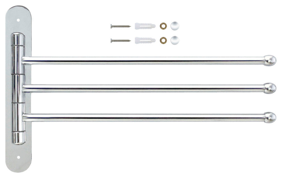 MODONA's 14" Triple Swing Towel Bar -, Polished Chrome