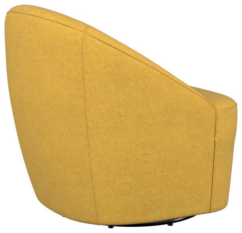 Upholstered Barrel Accent Swivel Chair, Yellow