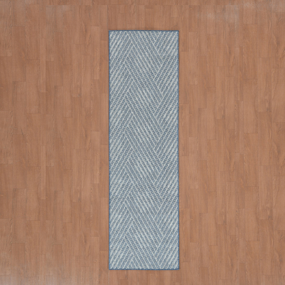Maryland Abbel Runner, Blue, 2'4" x 8', Geometric