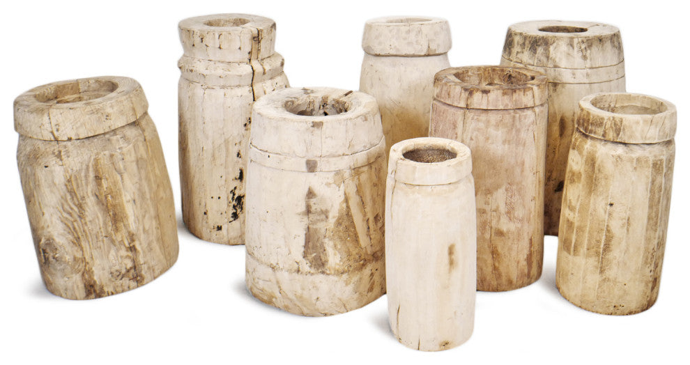 Consigned Sun Bleached Wood Butter Pot