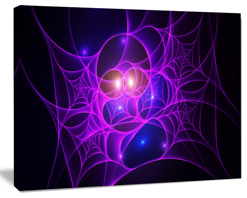 Bright Purple Fractal Cobweb, Oversized Abstract Canvas Art Print, 60x40