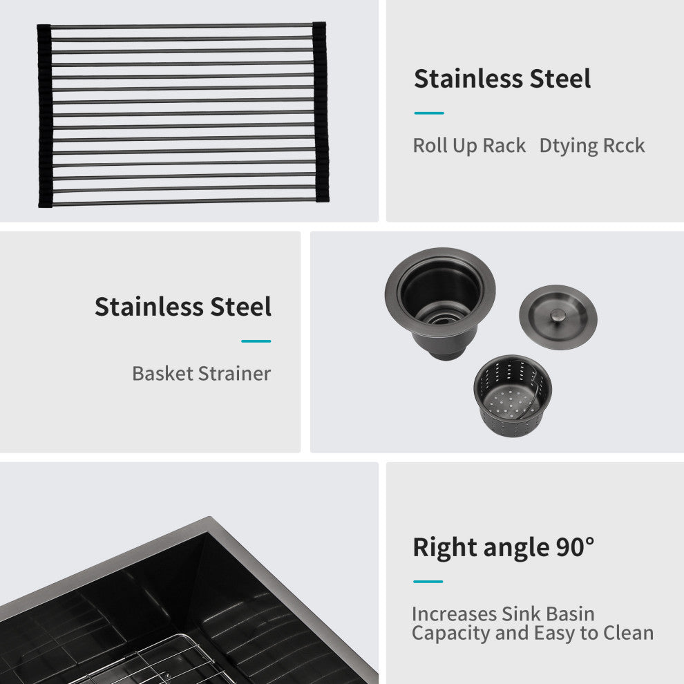 Stainless Steel 33 in. Single Bowl Drop-In Kitchen Sink with Bottom Grid