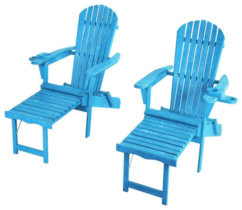 Oceanic Adirondack Chaise Foldable Chair, Sky Blue, 2 Chairs