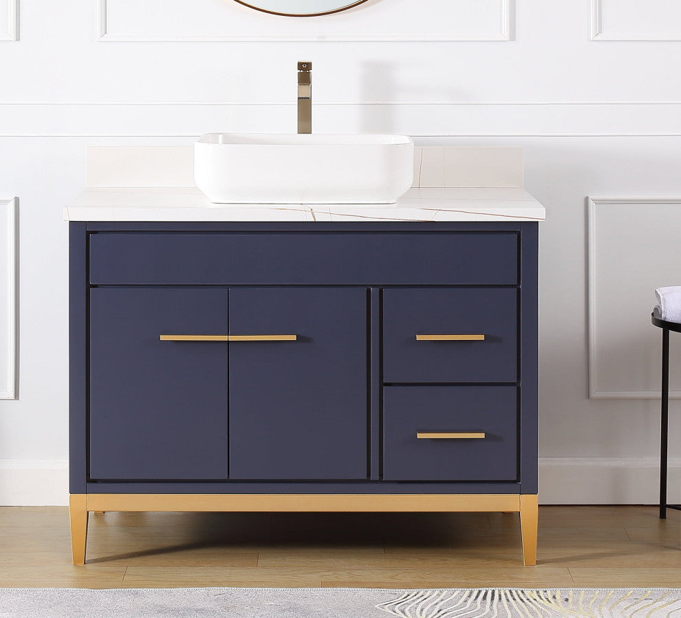 42" Tennant Brand Modern Style Navy Blue Beatrice Vessel Sink Bathroom Vanity