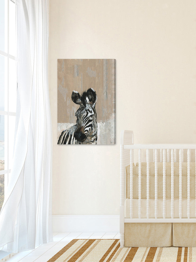 "Bonjour Zebra" Painting Print on Wrapped Canvas, 16"x24"