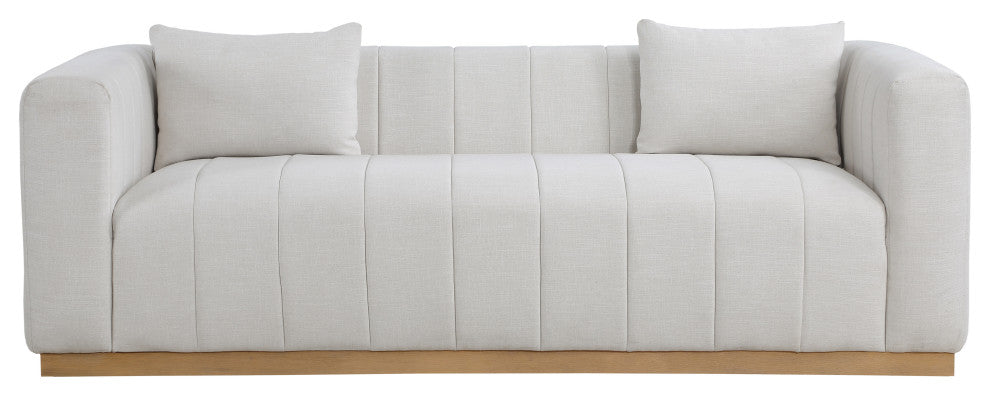 Lucia Beige Linen Textured Fabric Chair, Cream, Sofa