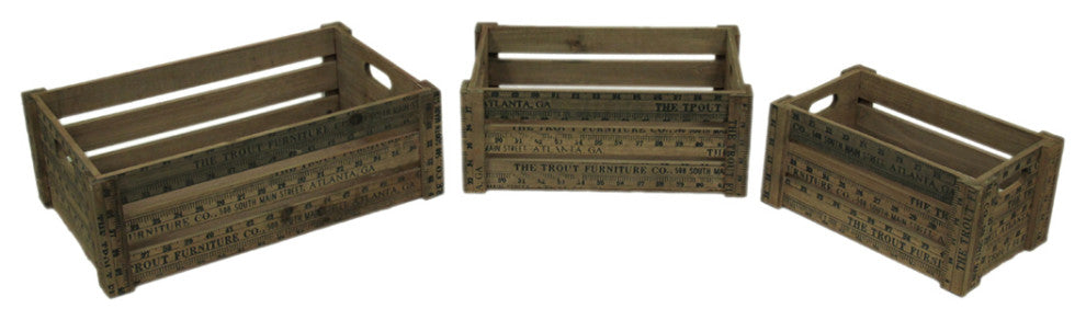 Set of 3 Measure Up Measuring Stick Vintage Look Nesting Wooden Crates