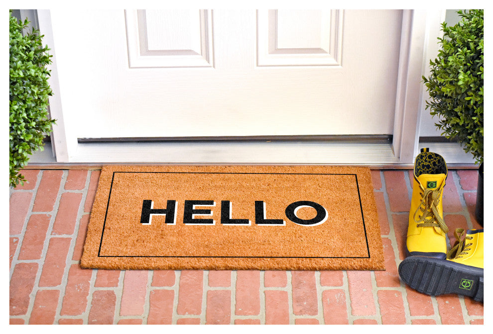 Calloway Mills Hello With Border Doormat, 24" X 36" X 0.60"