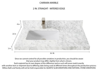 Madison Teak 36 Left Offset Bath Vanity in Dark Natural 2" Carrara Marble