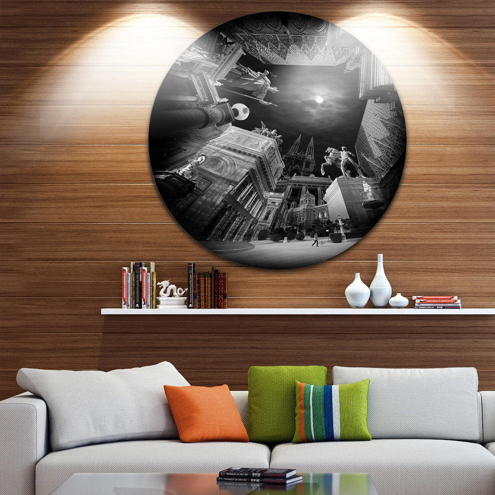 Vienna Top View Collage, Landscape Art Large Disc Metal Wall Art, 11"