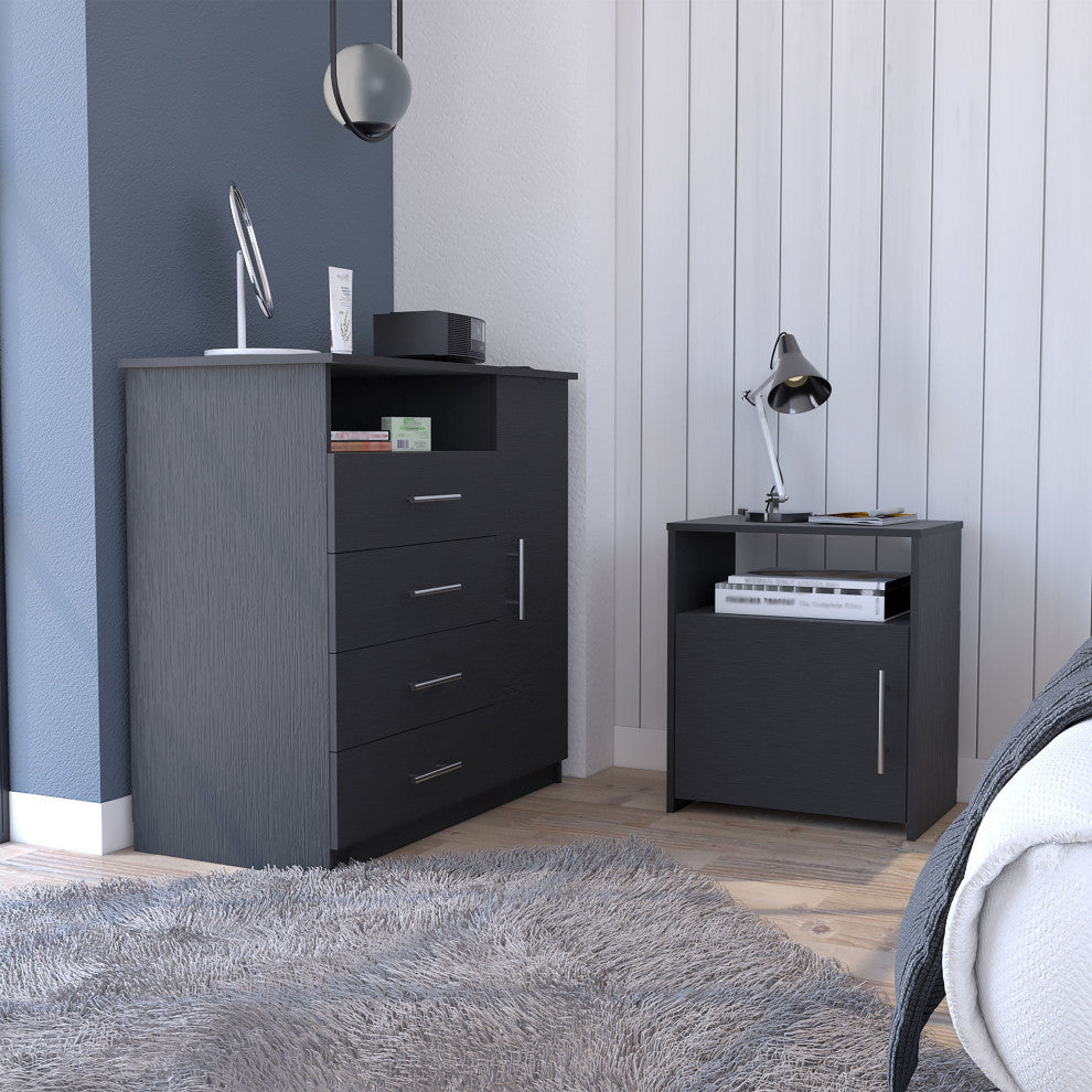 DEPOT E-SHOP Maine 2 Piece Bedroom Set, Drawer Dresser and Nightstand