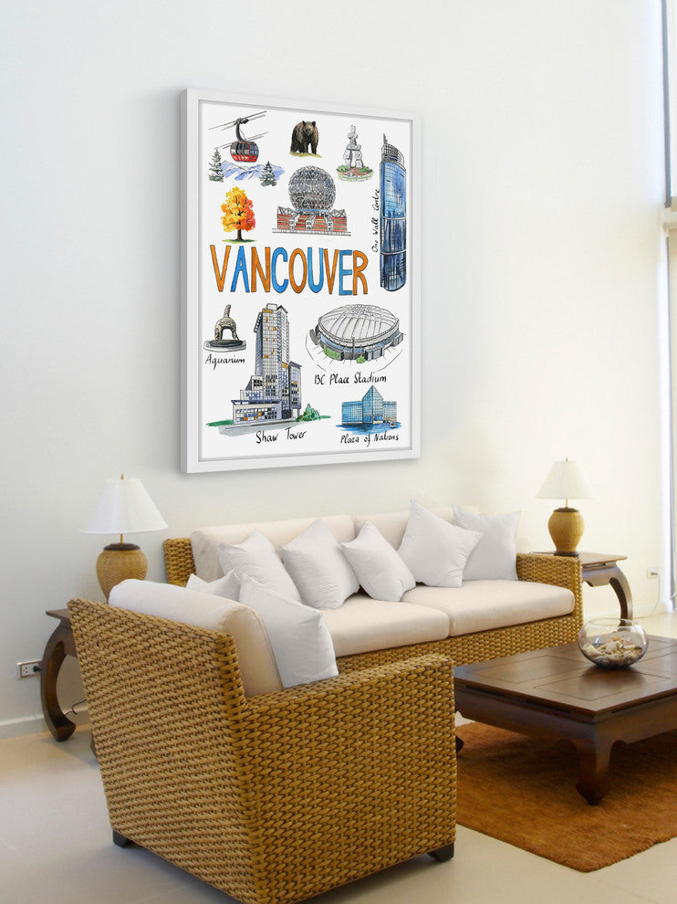 "Vancouver Sites" Framed Painting Print , 12x18