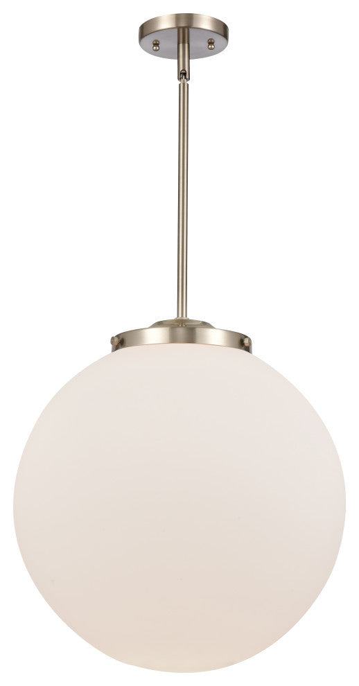 Beacon Pendant, Brushed Satin Nickel, Matte White, Matte White