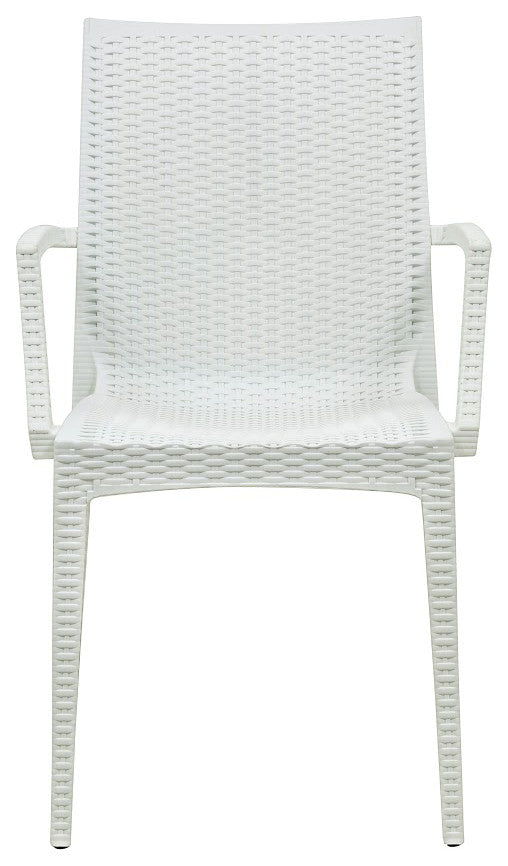 LeisureMod Mace 7-Piece Dining Set with 4 Side Chairs 2 Arm Chairs, White