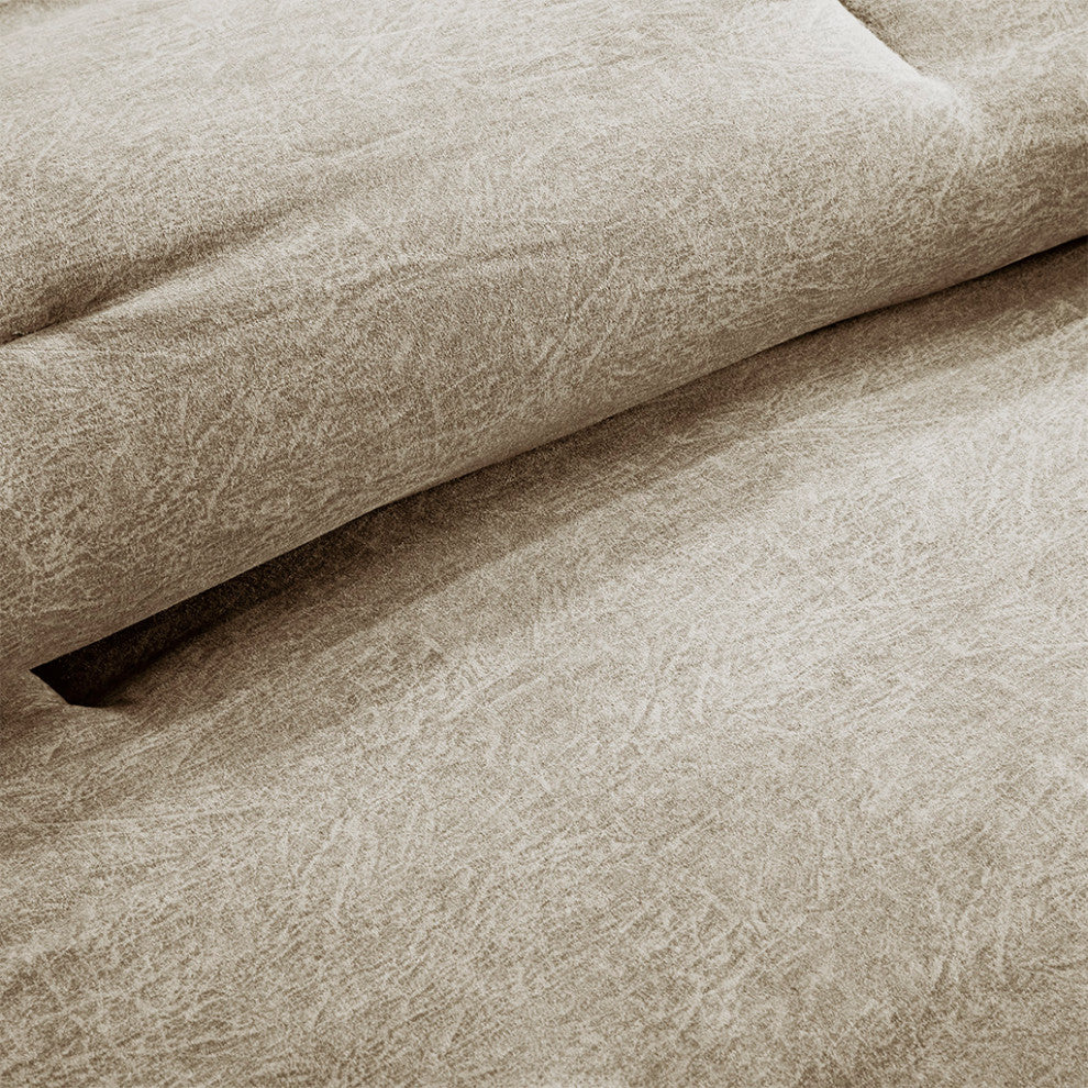 Madison Park Boone Lodge Cabin Microsuede 7-Piece Comforter Set, Taupe, Queen