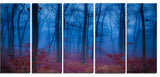 Mysterious Blue Thick Woods, Modern Forest Canvas Art, 60"x28", 5 Panels