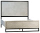 Vincent Acacia and Iron Panel Bed With Harringbone Headboard, Queen