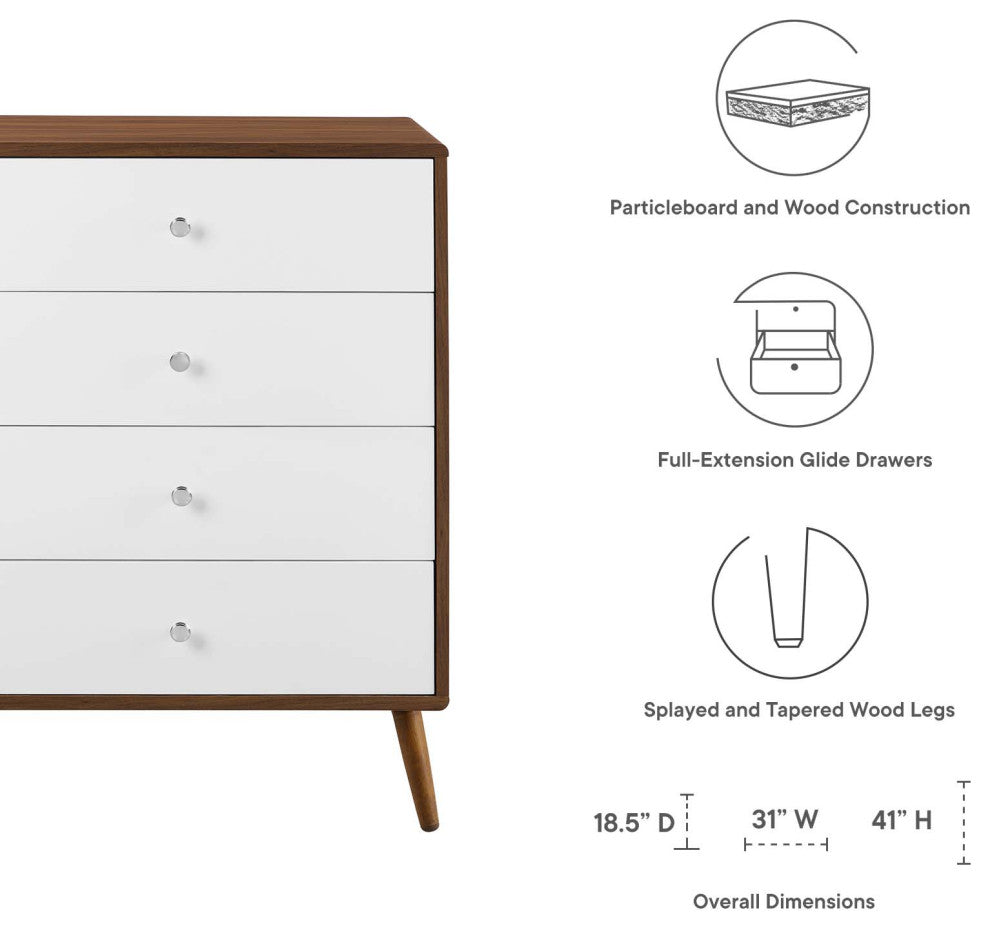 Transmit 4-Drawer Chest, Walnut White