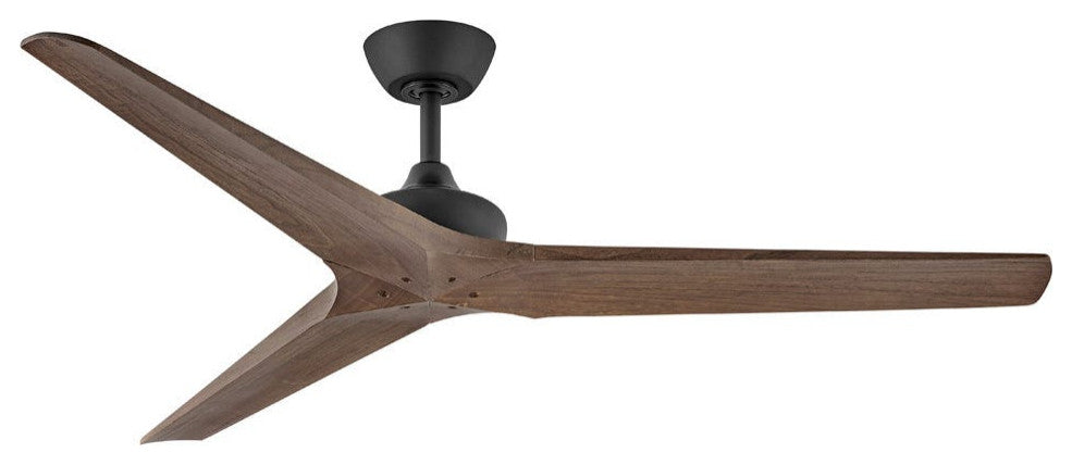 Hinkley Chisel Ceiling Fan, Matte Black W/ Walnut Blades, 60"