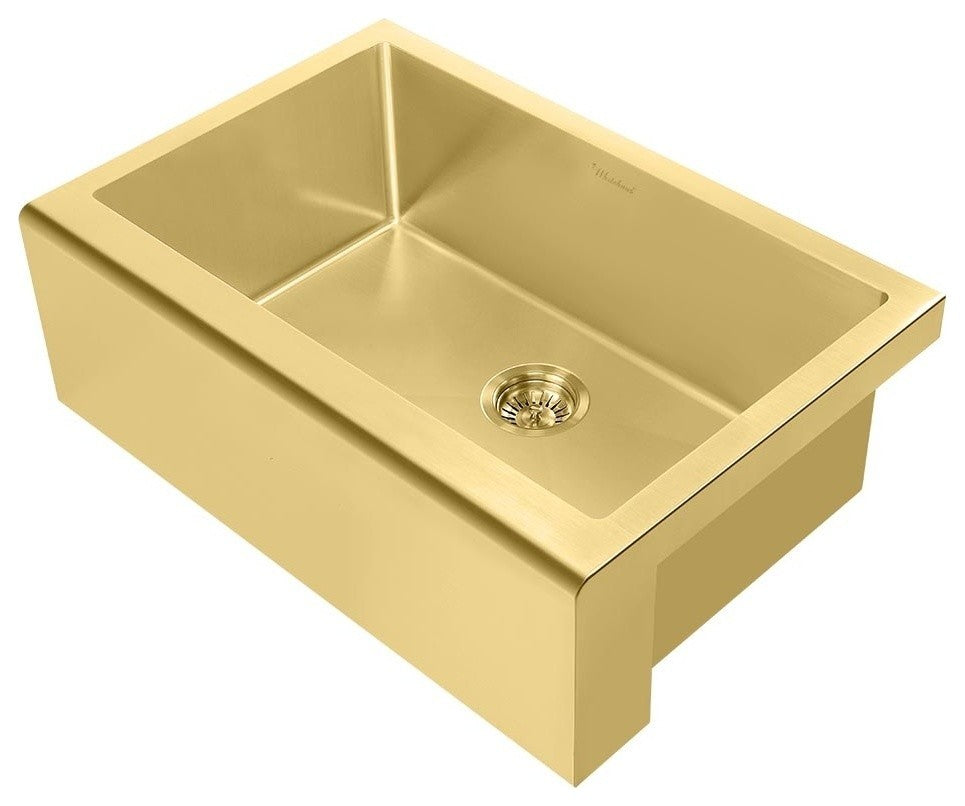 Noah Plus 16 Gauge Single Bowl Undermount Sink Set, Brass