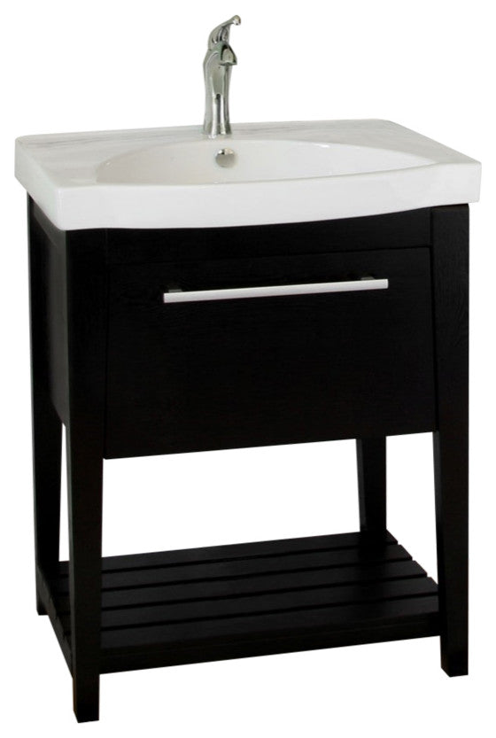27.5" Single Sink Vanity, Wood, Black