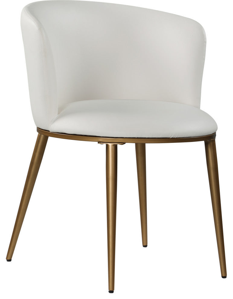 Skylar Dining Chair, Set of 2, White Faux Leather, Brushed Gold Iron Legs