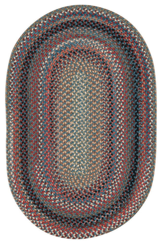 Capel Portland Medium Blue 0346_400 Braided Rugs - 7' X 9' Oval
