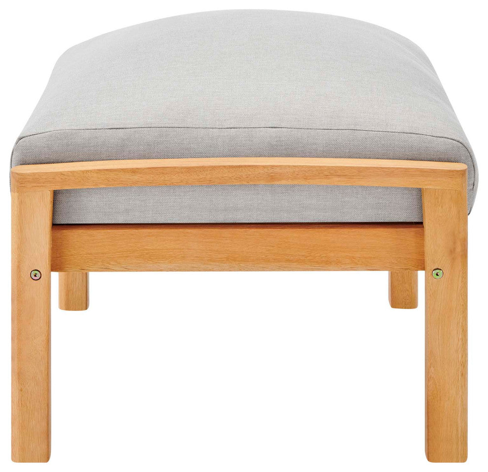 Lounge Chair Ottoman, Wood, Brown Natural Gray, Modern, Outdoor Patio Cafe