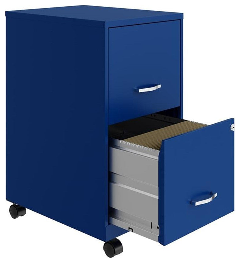Space Solutions 18in 2 Drawer Metal Mobile Smart Vertical File Cabinet Blue
