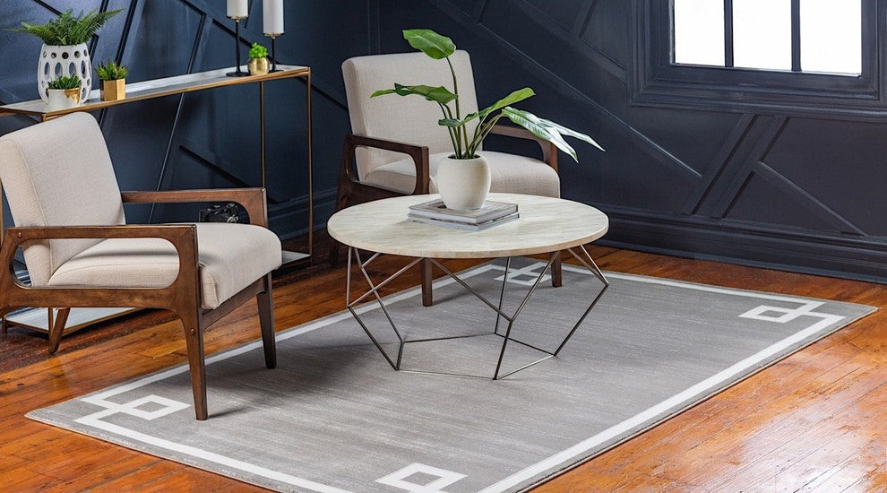 Contemporary Heights 8' Round Charcoal Area Rug