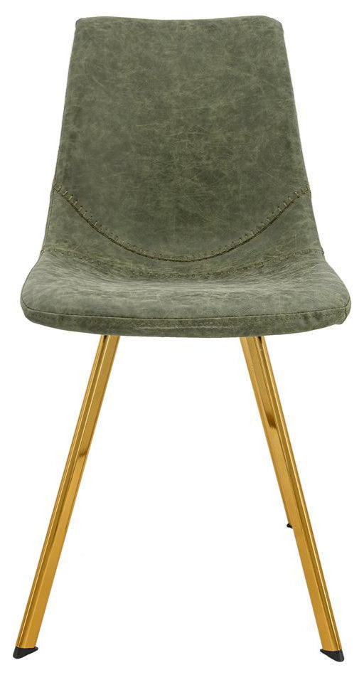 LeisureMod Markley Modern Leather Dining Chair With Gold Legs