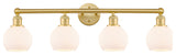 Athens 4-Light 33" Bath Vanity Light, Satin Gold, Matte White