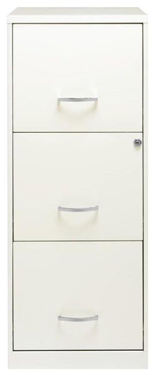 Space Solutions 3 Drawer Vertical Metal File Cabinet with Lock Pearl White