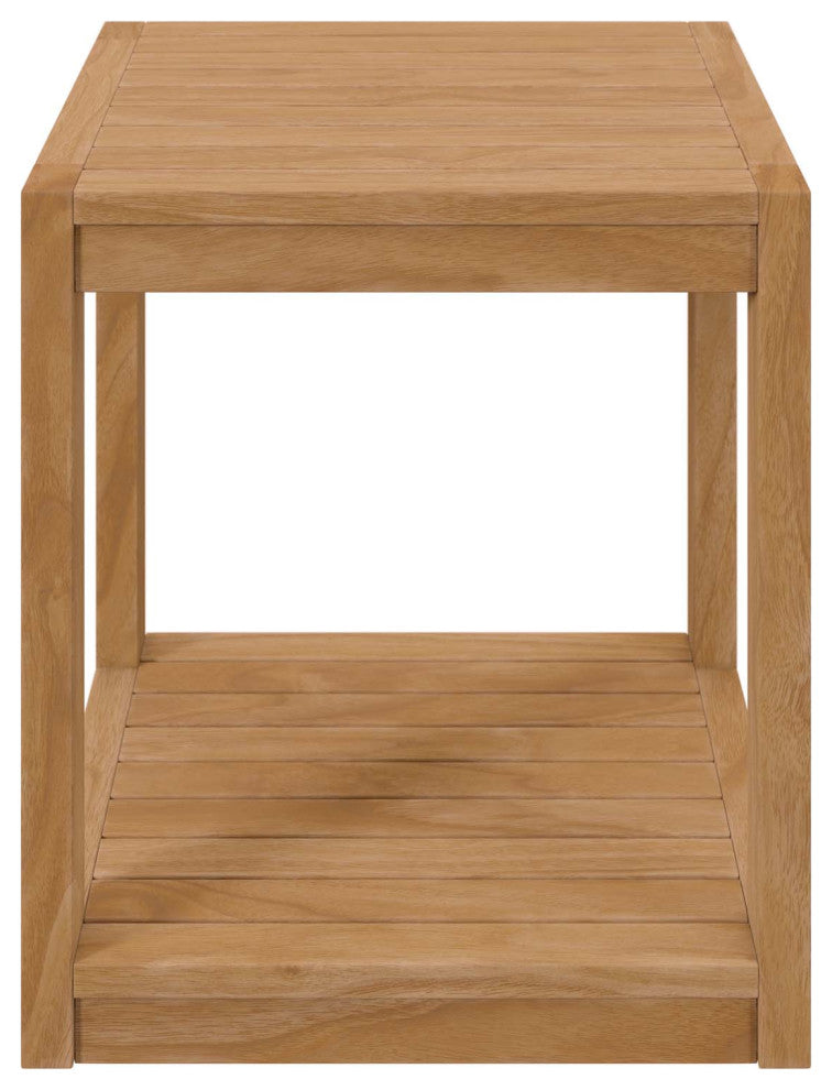 Lounge Coffee Side Table, Square, Brown Natural, Wood, Modern, Outdoor Patio