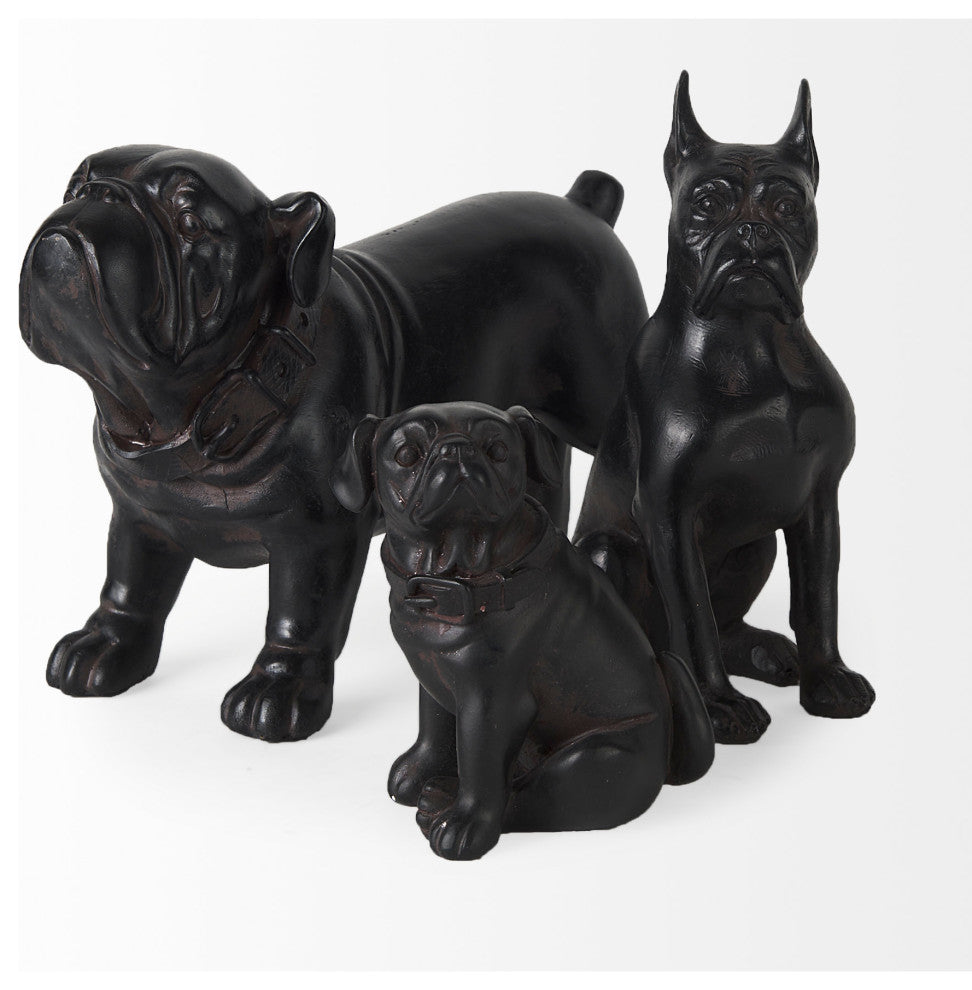 Rocky Black Resin Boxer Dog