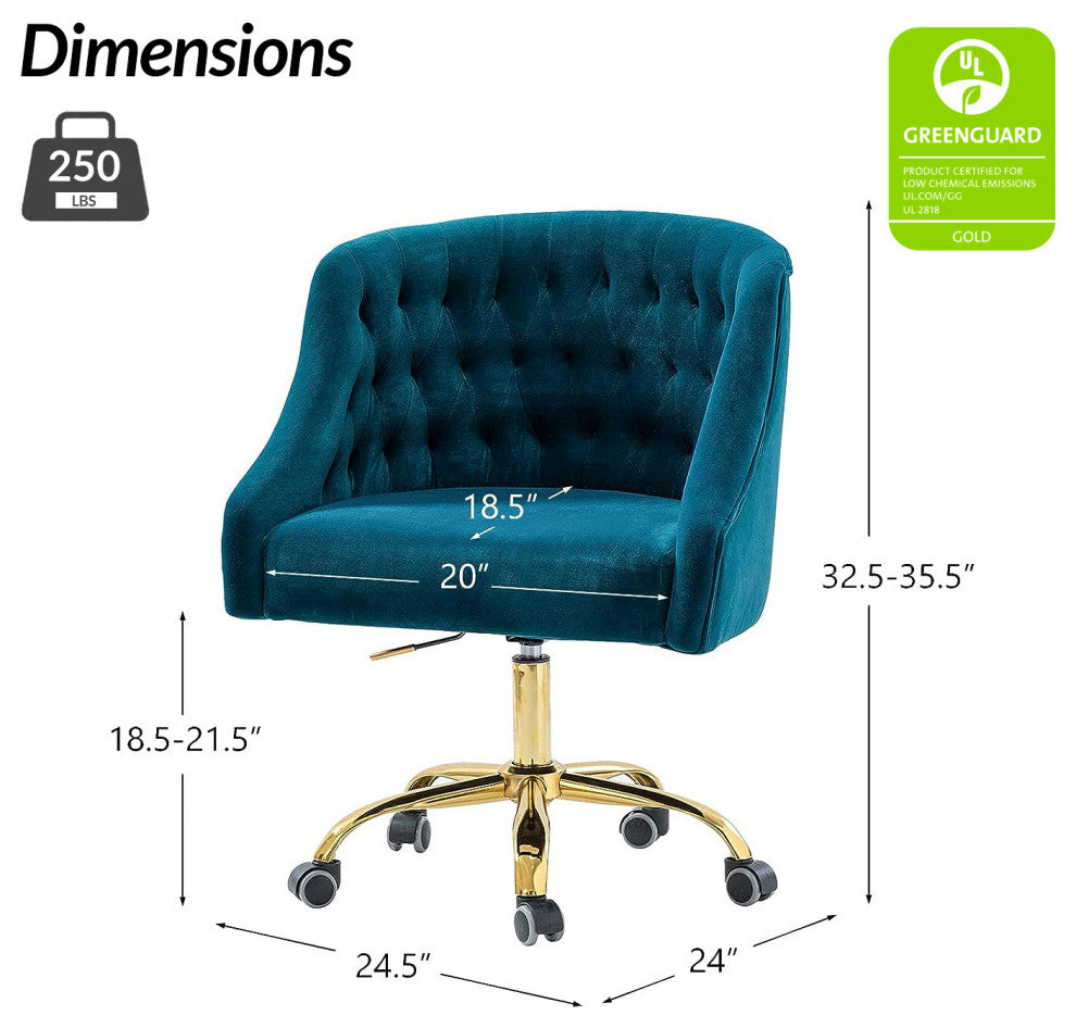 Home Office Swivel Chair with Button-Tufted Back, Teal