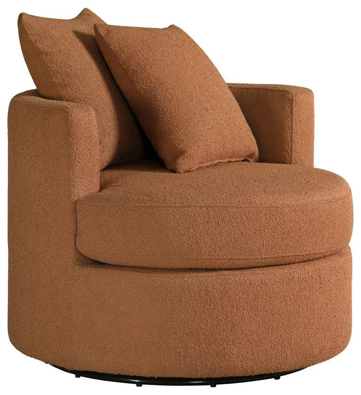 Upholstered Living Room Accent Chair With Swivel Design, Orange