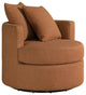 Upholstered Living Room Accent Chair With Swivel Design, Orange