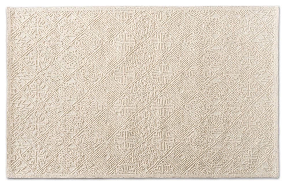 Meltem Modern and Contemporary Ivory Handwoven Wool Area Rug