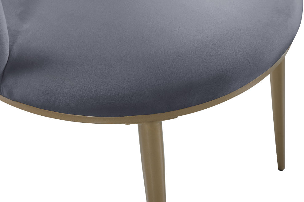 Skylar Dining Chair, Set of 2, Gray Velvet, Brushed Gold Iron Legs