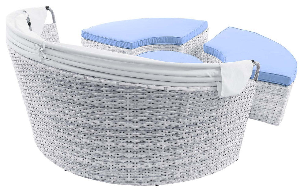 Scottsdale Canopy Outdoor Patio Daybed, Light Gray Light Blue