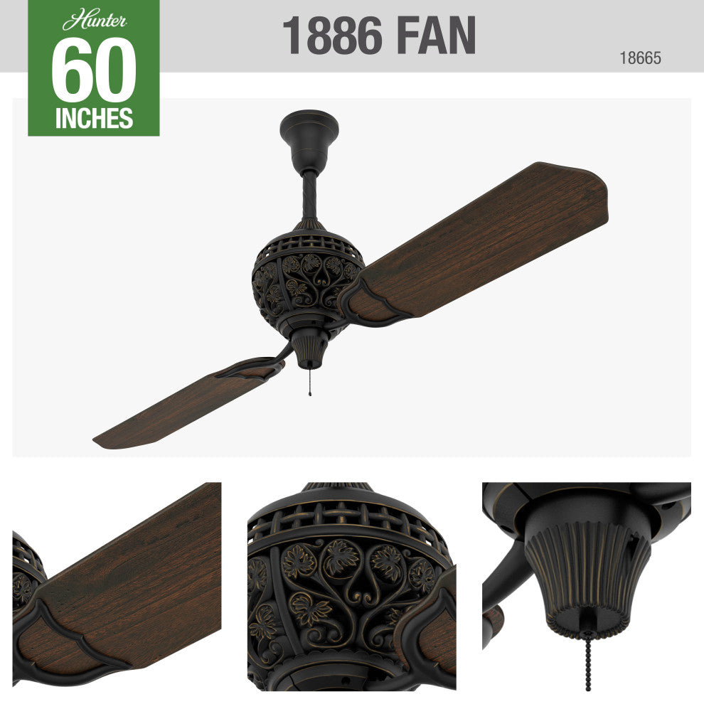 Hunter Fan Company 60" 1886 Limited Edition Midas Black Ceiling Fan
